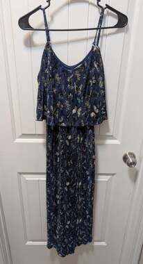 No Comment Sleeveless Blue Butterfly Print Spring Summer Midi Dress Size S